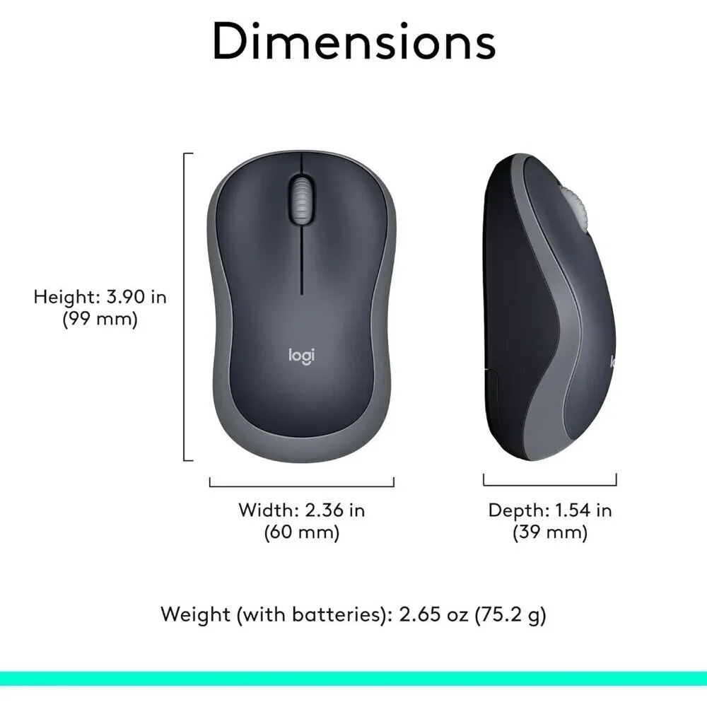 ✨Mouse Wireless 2.4GHz with USB Mini Receiver 12-Month Battery Swift for Laptop